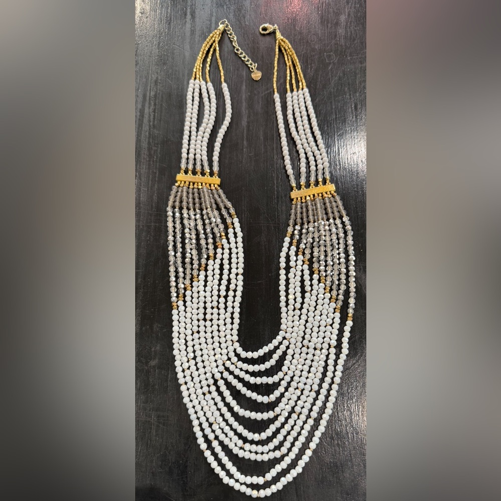 Nakamol Gold/White/Grey Multi strand necklace